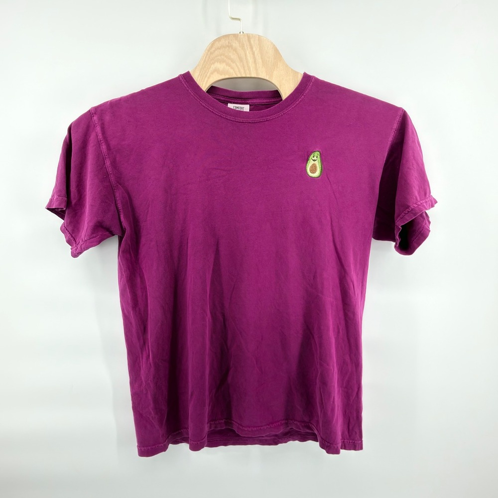 Comfort Colors Avocado‎ Embroidered T-Shirt Purple Heavyweight Garment Dye L